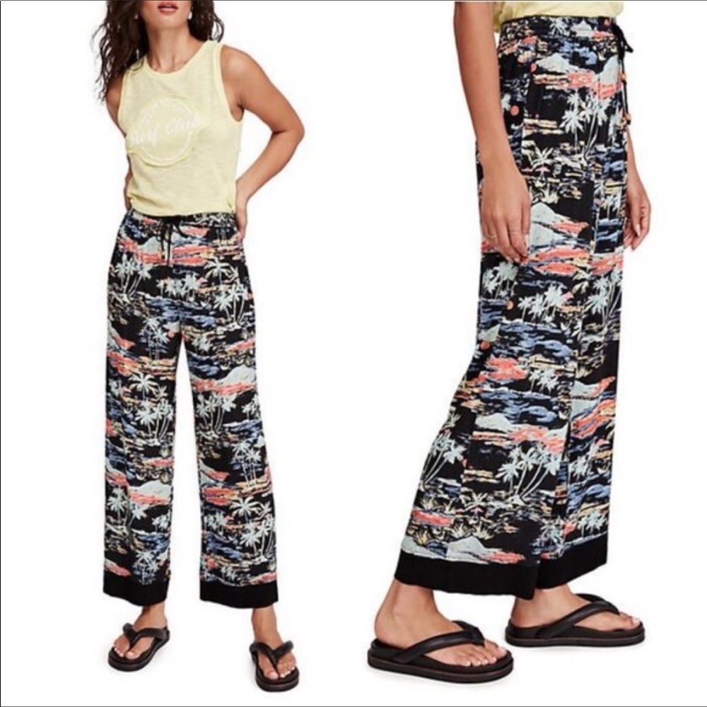 NWOT Free People Blue Lagoon Palm Tree Pan…